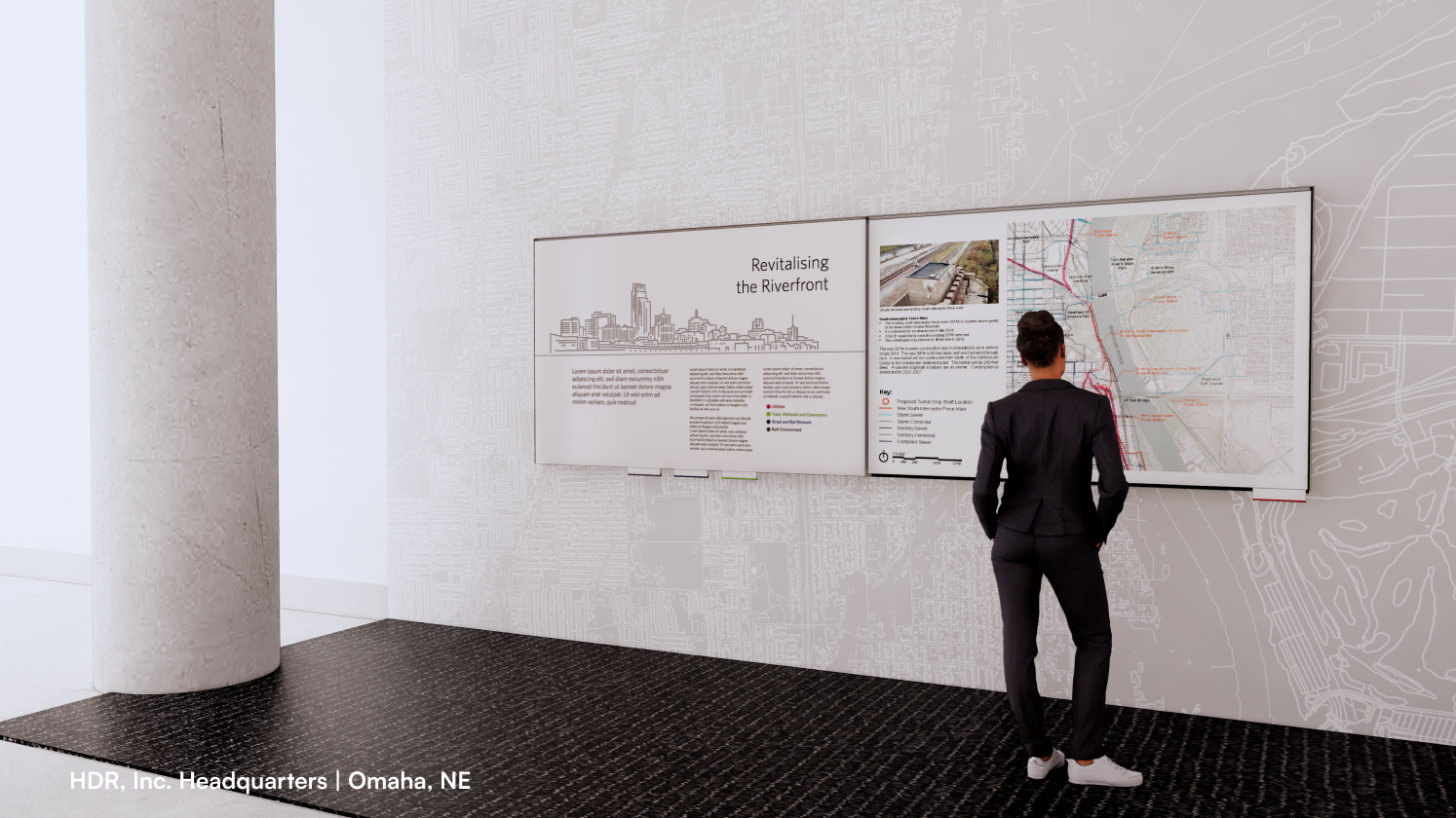 angled view of HDR lobby installation