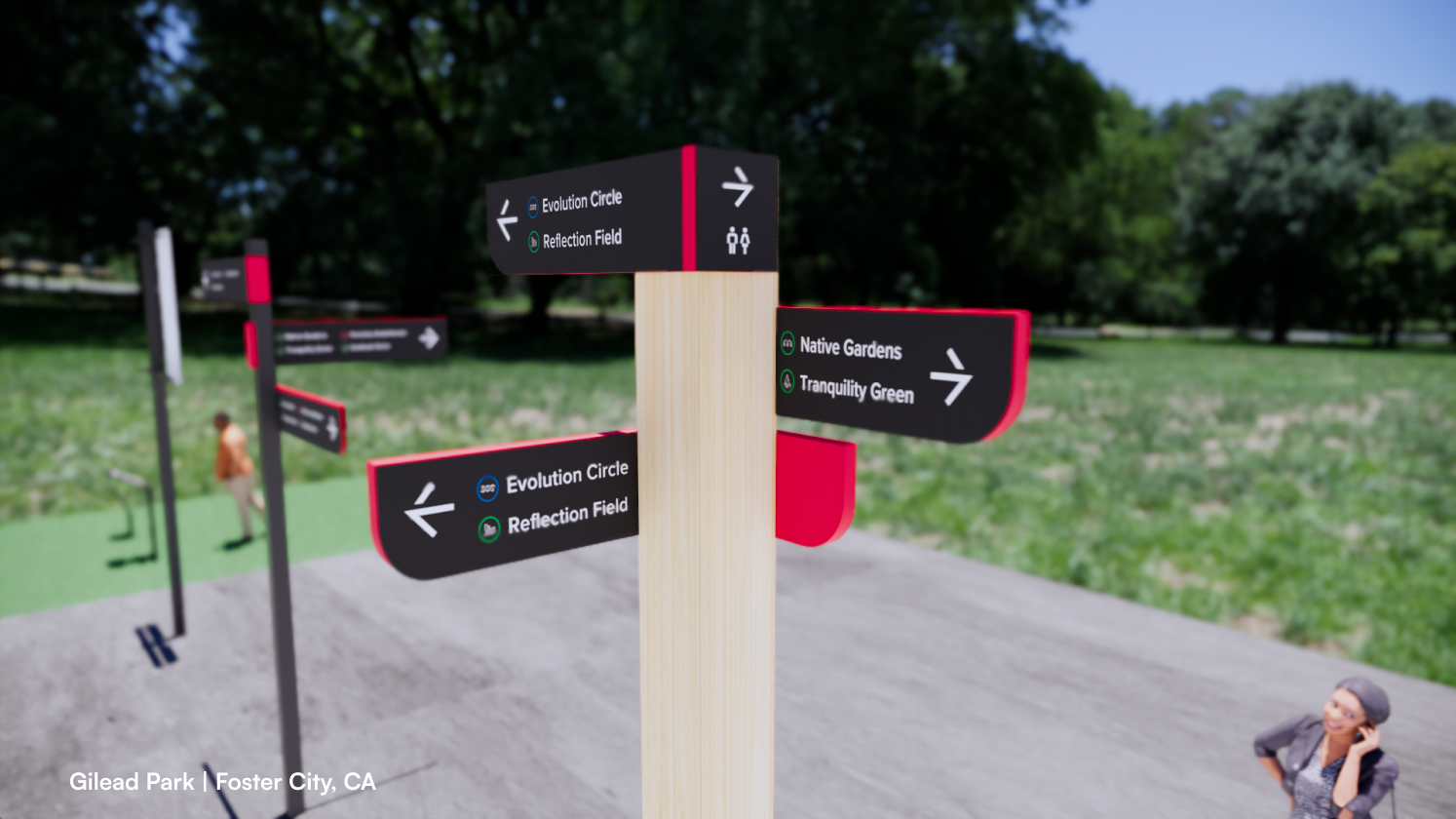angled view of parked multi wayfinding post
