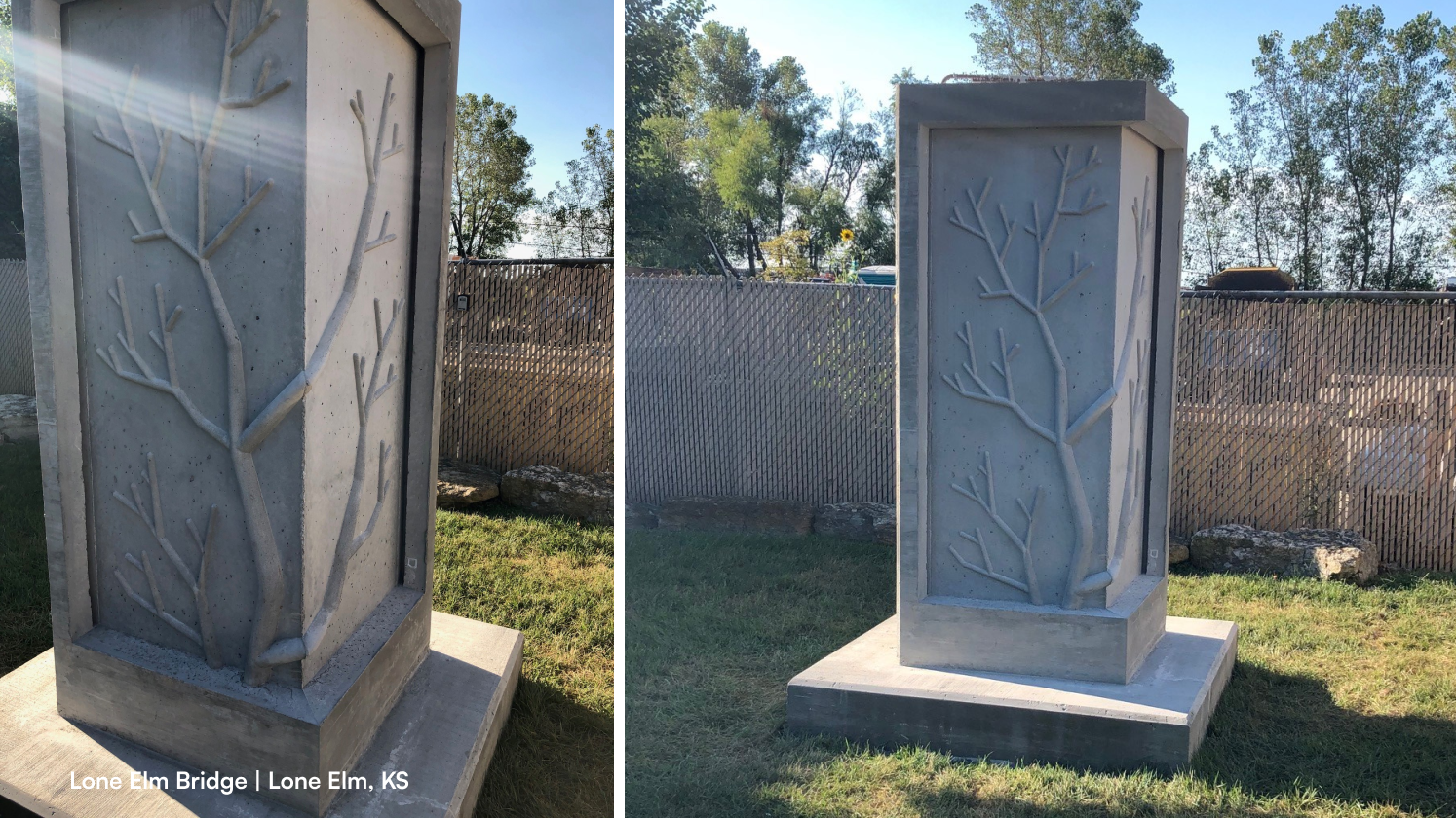 concrete pour of tree design pillars