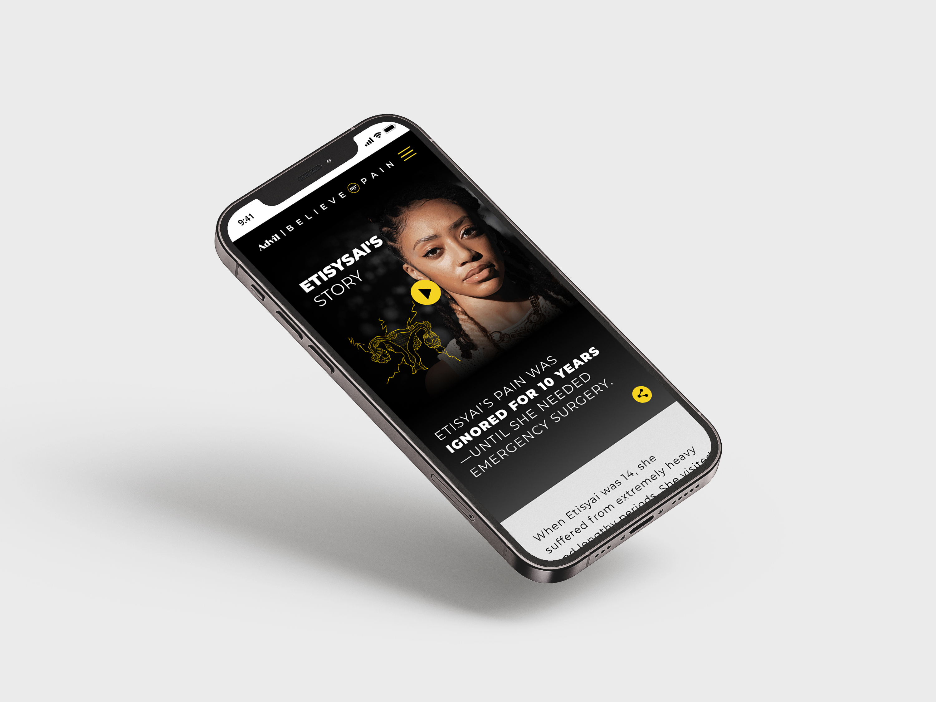 mobile screen of Etiyai's personal story