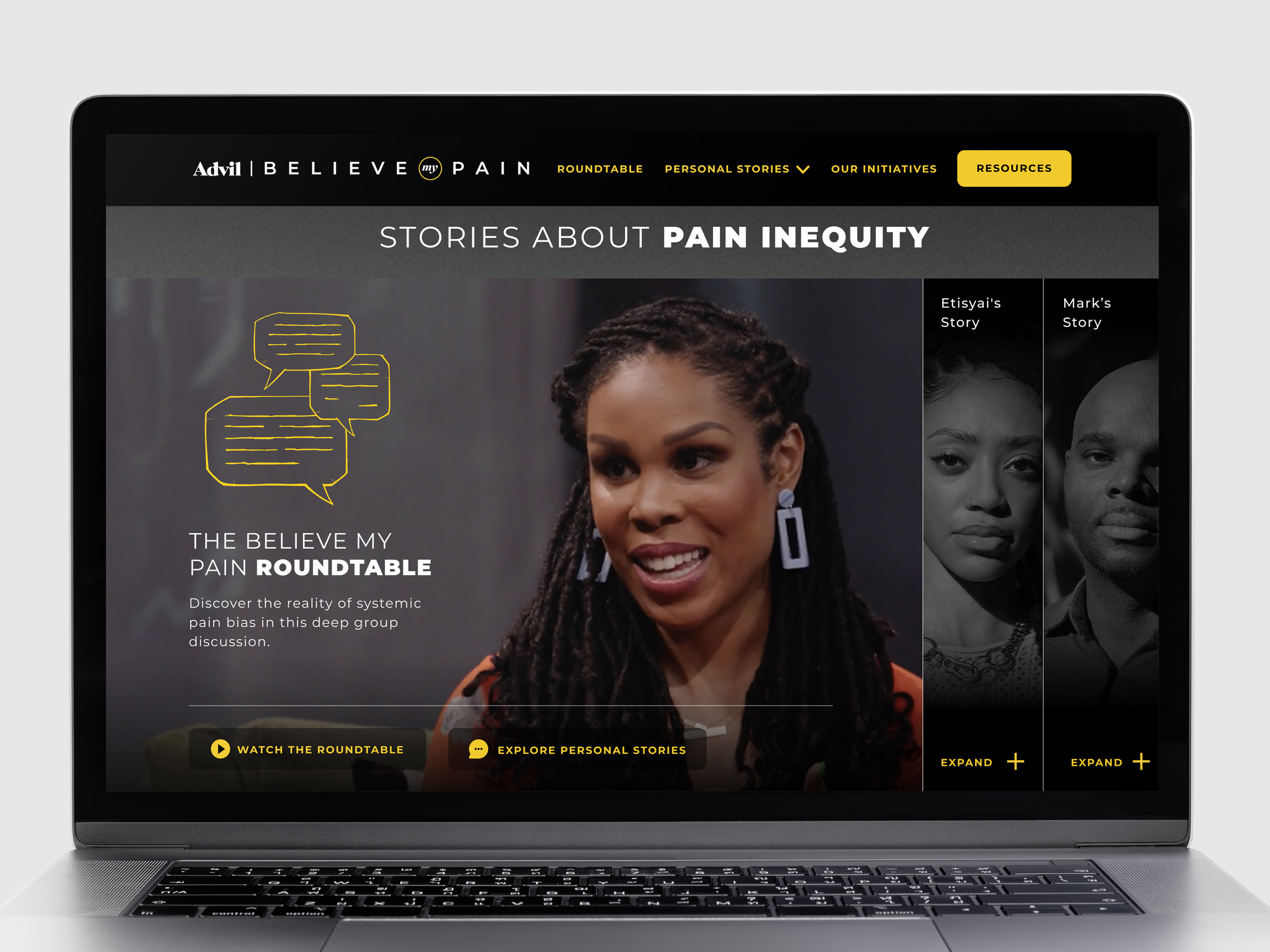 a website screen for Believe My Pain featuring Dr Uche
