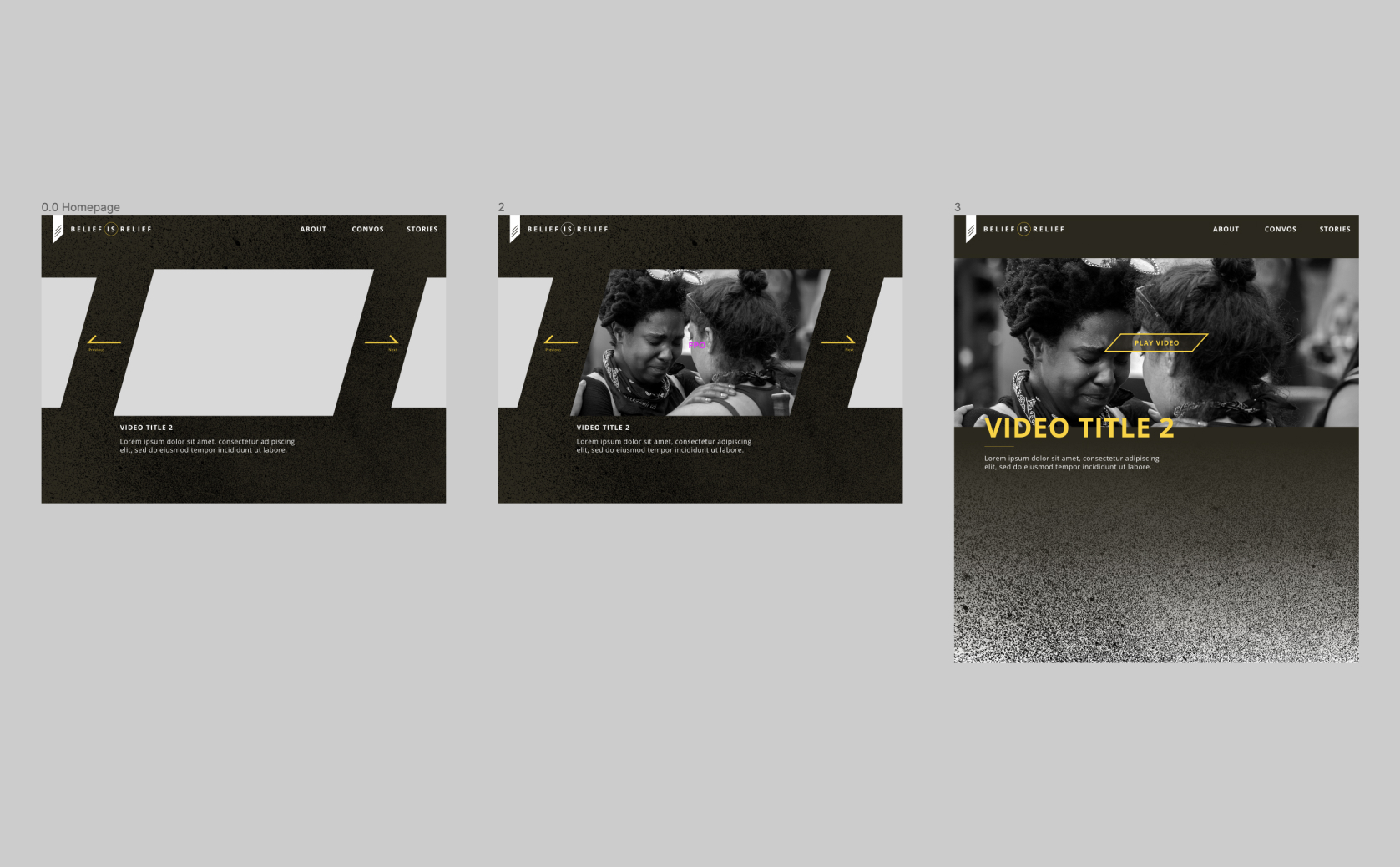 Initial concept of believe my pain site