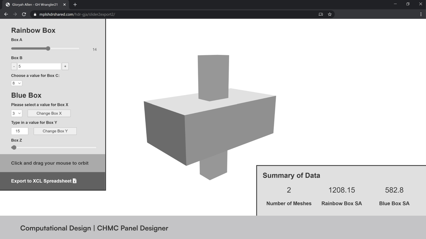 A screenshot of the web app prototype with working sliders