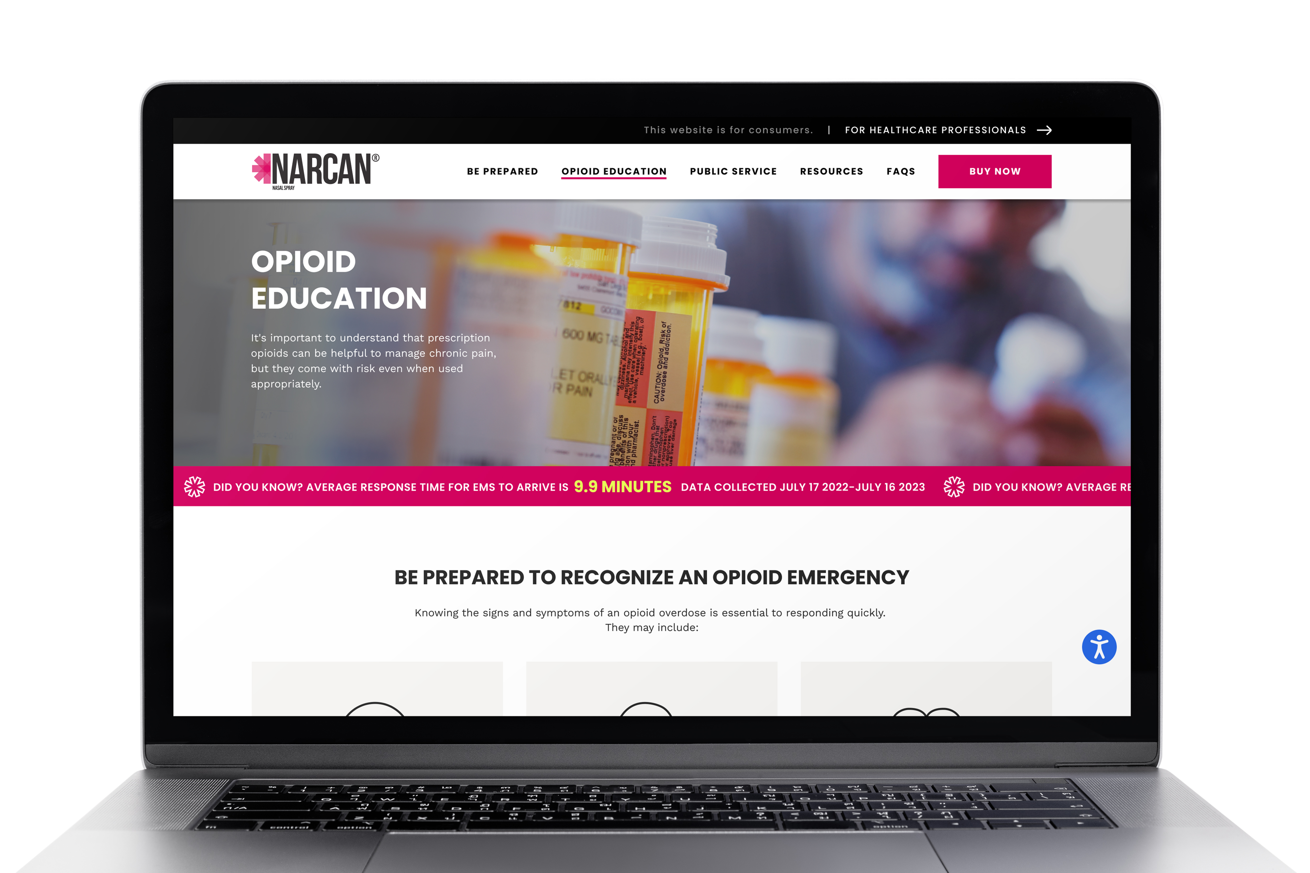 Desktop view of Narcan Nasal Spray Opioid Education page