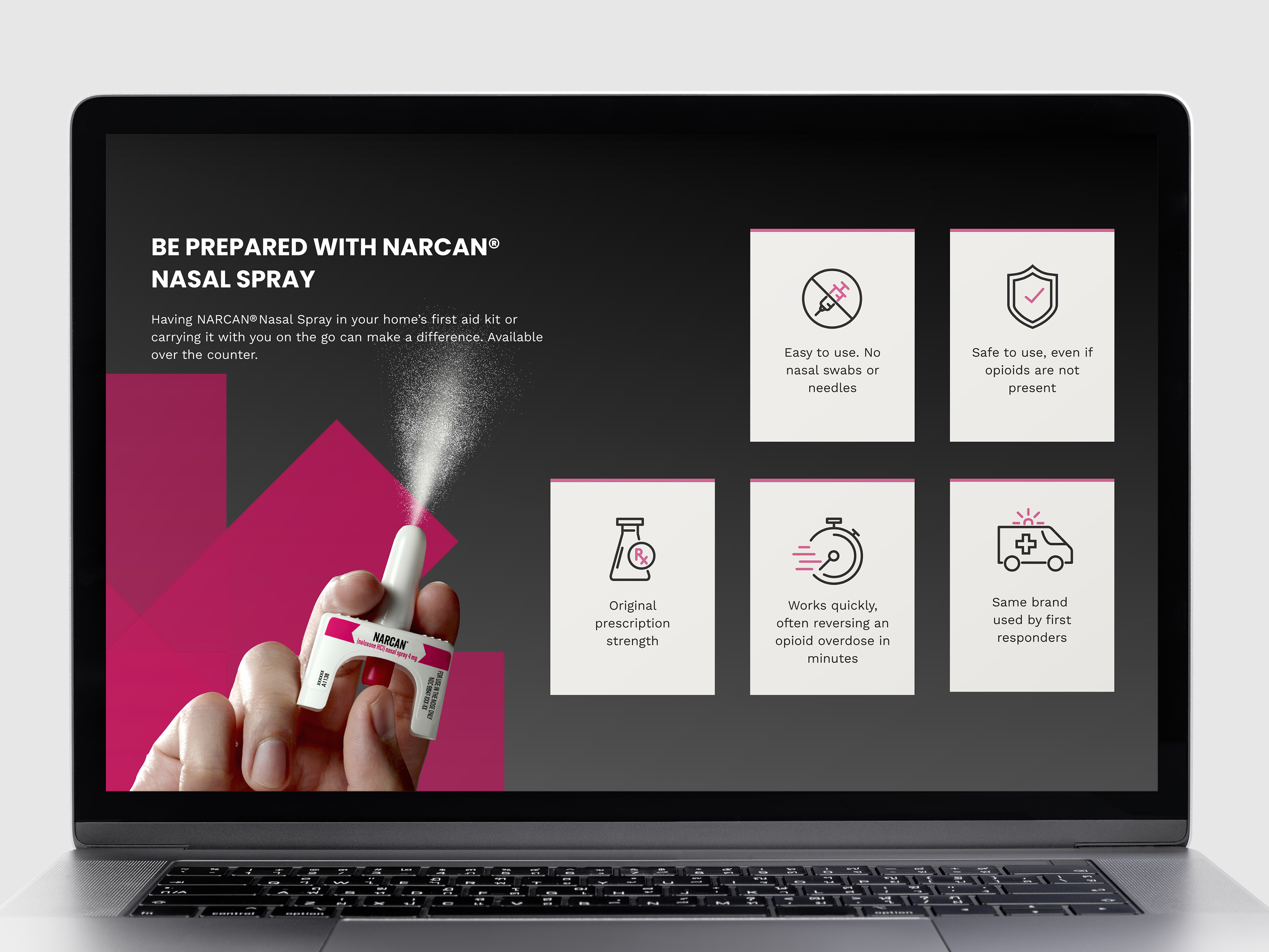 Desktop view of Be prepared with Narcan Nasal spray and its benefits