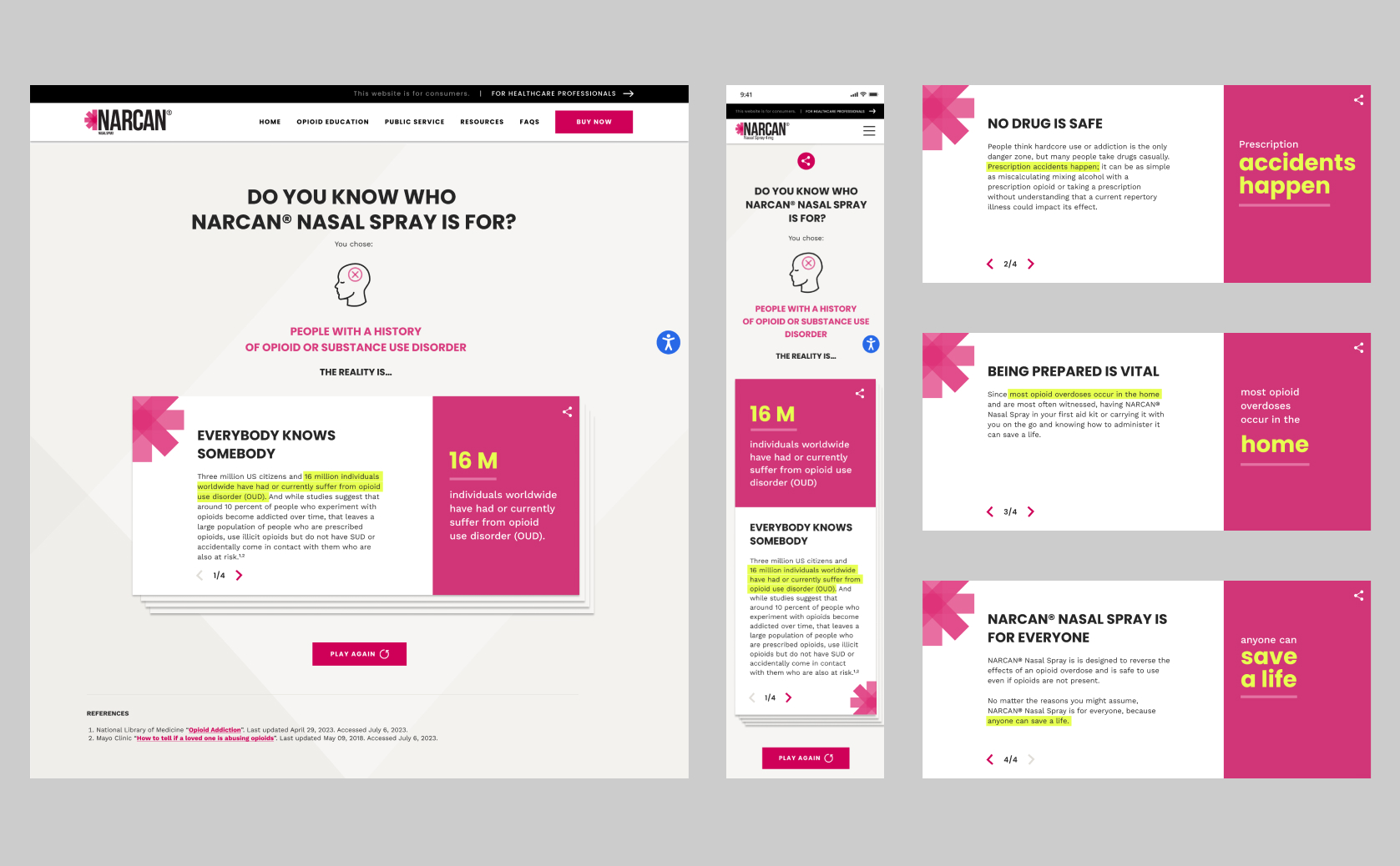 Quiz results page for People with a history of substance use disorder