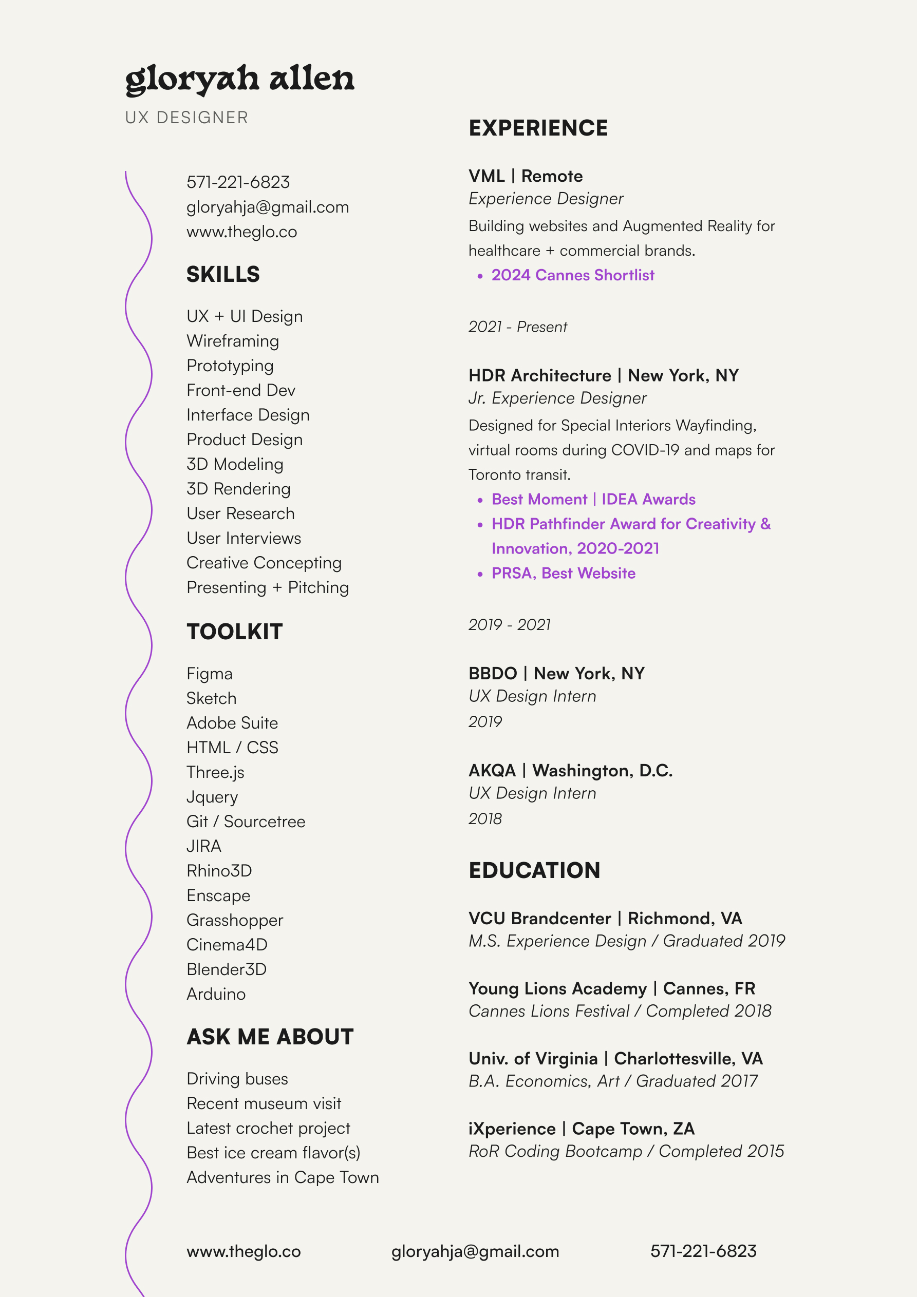 Gloryah Allen Resume 2024. Download below